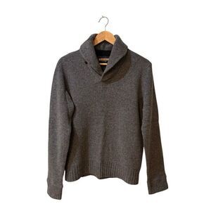 Ralph Lauren Rugby Men's Sz Medium 100% Wool Collar Gray Sweater Old Money